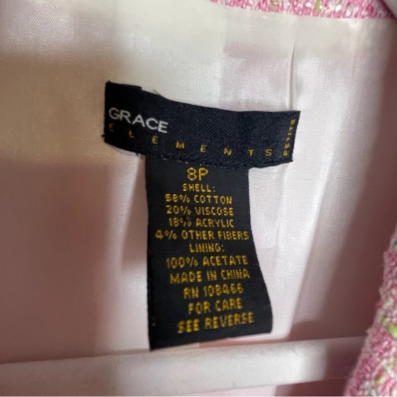 Grace Elements Women”s Pink Blazer 8P Textured Fringe Barbie Cottagecore Boho - Picture 14 of 15